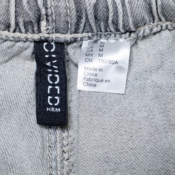 H&M Gray Wash Wide Leg Pull On Denim Jeans Pants Ankle Length Womens Size M - Picture 3 of 15